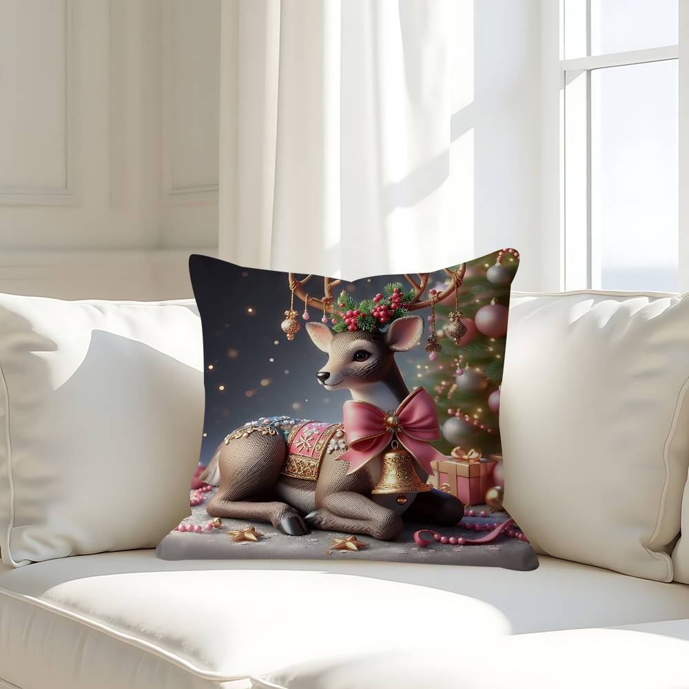 Weihnachts Rentier Kissenbezug Abnehmbarer Waschbarer Kissenbezug – Ganzjahresweichleinen