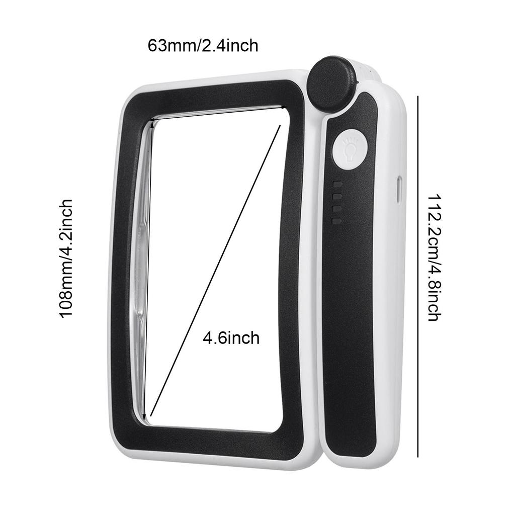 Handheld Magnifier 4X Magnifying Glass for Reading Full Book Page Newspaper Rectangular Magnifying Glass with Bright