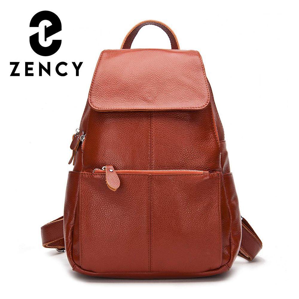 Zency Fashion Soft Genuine Leather Large Women Backpack Quality A+ Ladies Travel Knapsack Schoolbag