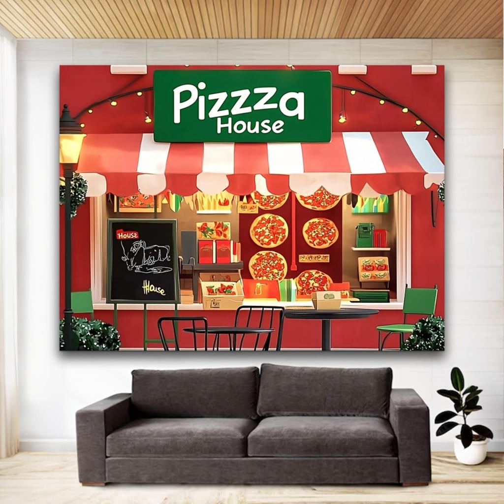 2D-Ebene 1 Stück glänzender Pizzahaus-Party-Hintergrund ist oft für die Fotografie geeignet und eignet sich für Kochaktivitäten