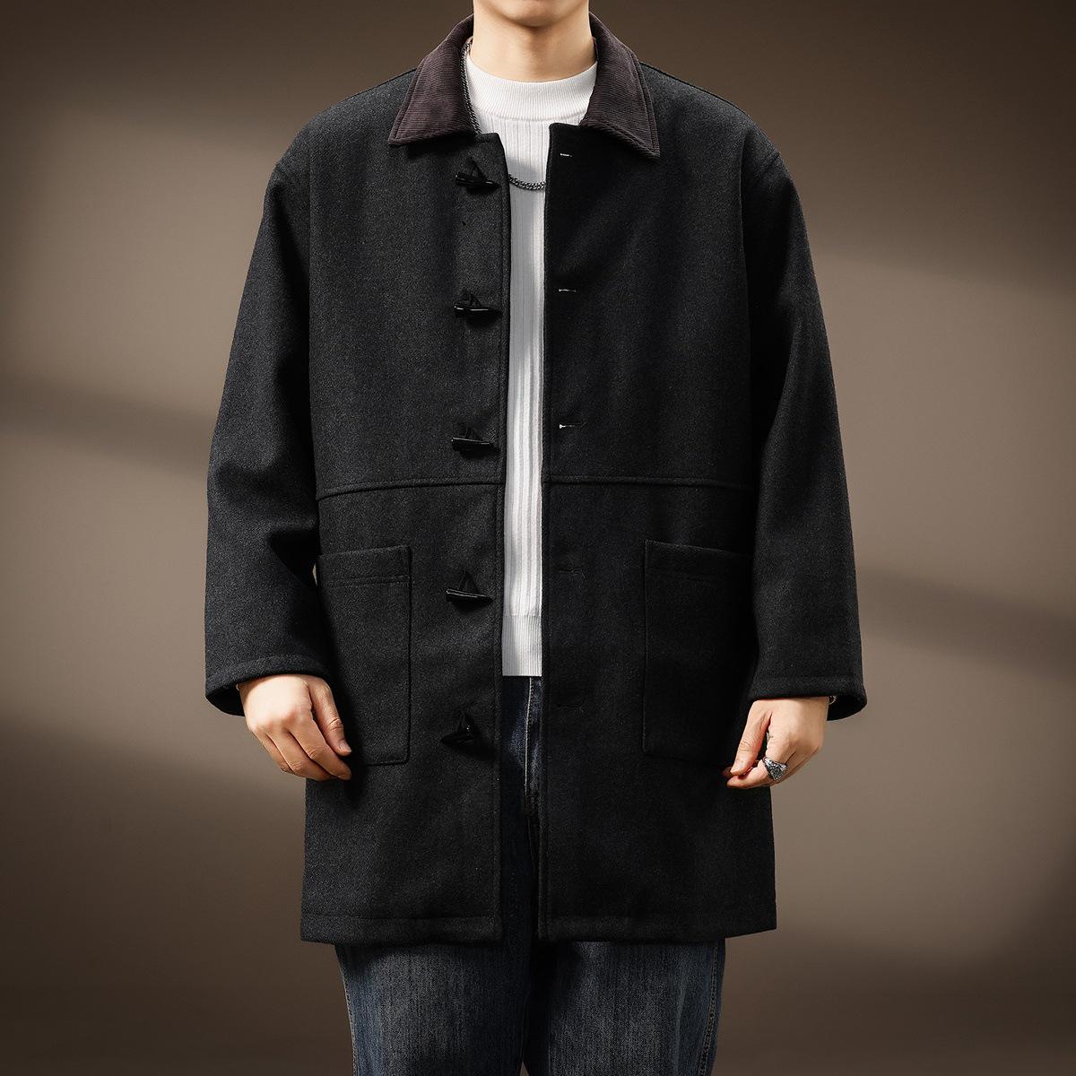 

Luxury Men s Mid-length Wool Trench Coat - Autumn/Winter High-Grade Chinese Style 4XL, suitable for 98-105 kg сірий колір