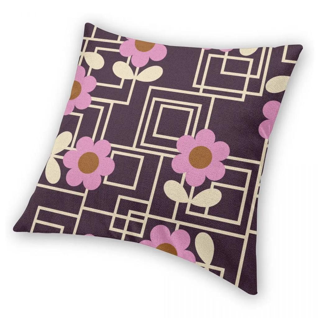 Purple Flowers Orla Kiely Pillowcase Soft Fabric Cushion Cover Gift Retro Pillow Case Cover Home Square 40X40cm