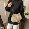 Yogodlns Summer Straw Weaving Crossbody Bag Fashionable Shell Bag Women's Chain Strap Shoulder Bag
