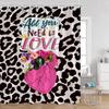Pink Perfume Shower Curtain Cosmetic Lip Flower Panther Pattern Bathroom Decorations Shower Curtain