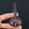 Rhodonite Handmade Copper Wire Wrap Guitar Pendant 3.1 K5g61