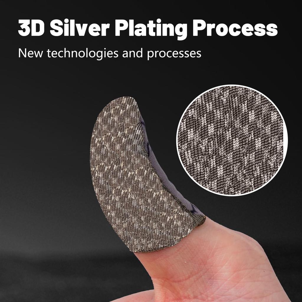 rinsfox Upgrade Fox Superconducting Silver Cloth, Extremely Sensitive Thin Zero Touch, Washable, Mobile Gaming Finger Sleeve,4 Pack For PUBG Knives