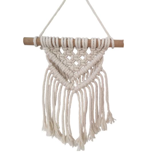 Boho geflochtenes Wandbehang, Geometrischer Wandbehang, Geknüpfter Baumwollseil Wandbehang mit Quasten für Zuhause Schlafzimmer Kinderzimmer Eingangsbereich Wandkunst