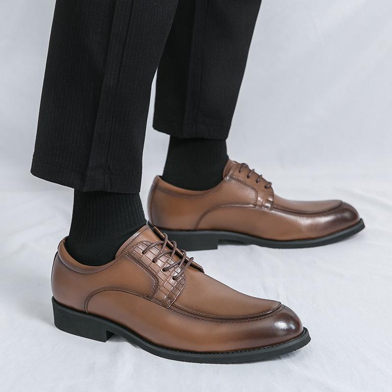 Men's shoes large size new leather shoes fashion men's business dress shoes trend British style retro lace-up leather shoes