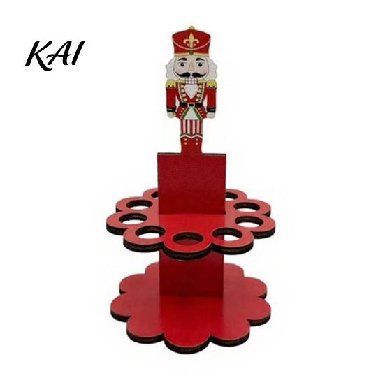 Christmas Money Holder Ornaments with 10 Holes, Snowman Santa Claus Tree Festive Desktop Decoration Wooden Cash Holder, Holiday Rack Table for