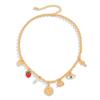 Cold Metal Multi-Eye Fringed Collarbone Necklace Female, Simple Heart-Shaped Strawberry Micro-Inlaid Jewelry