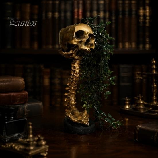 Alternative Home Gardening Pots Gothic Skull Planter for Succulents Pothos, Creative Skeleton Flower Pot with Dark Decor Living Room Spine Column,