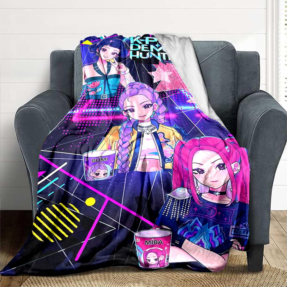 1PC K Pop Demon Hunters Blanket, Throw For Sofa, Bed, Travel, Camping, Livingroom,