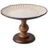 Retro Wooden Fruit Plate High-Footed Tray Household Ceramic Pastry Fruit Plate Housewarming New Home Ornament Export