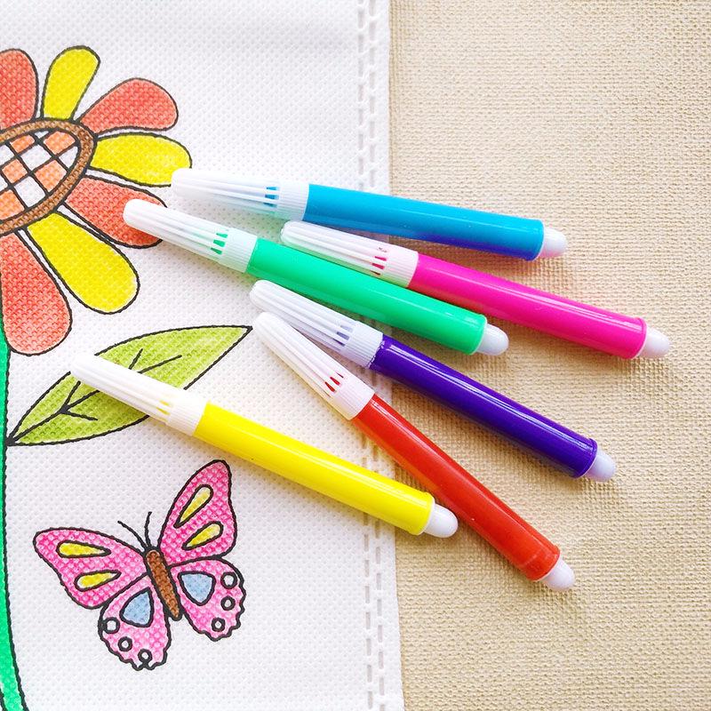 6-Color Watercolor Markers & Paint Brushes Set for Kindergarteners
