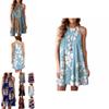 Elegant Women Fashion Splicing Color Print Hanging Neck Hem Mini Dress In Premium Quality Materials