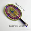 Vintage Seagrass Woven Fan Colorful Striped Patterns Summer Cooling Fan  Home Decoration