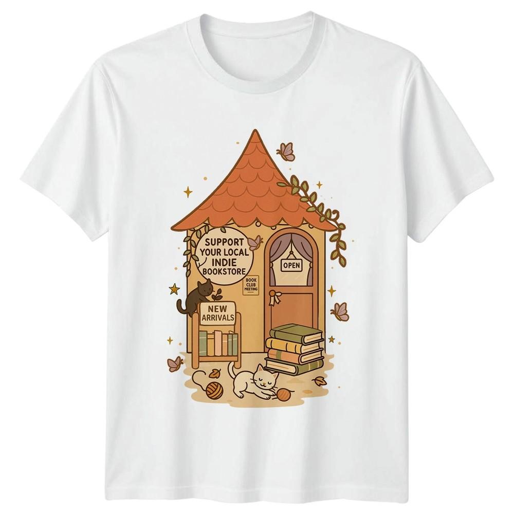 Support Your Local Indie Cats Reading Hobbies Graphic Tee Unisexs Unisexs Shirt
