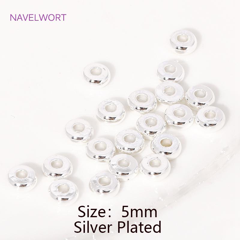 4/5mm 18K Gold Plated Round Spacer Beads Brass Flat Loose Beads For DIY Bracelet Necklace Jewelry Making Accessories Findings