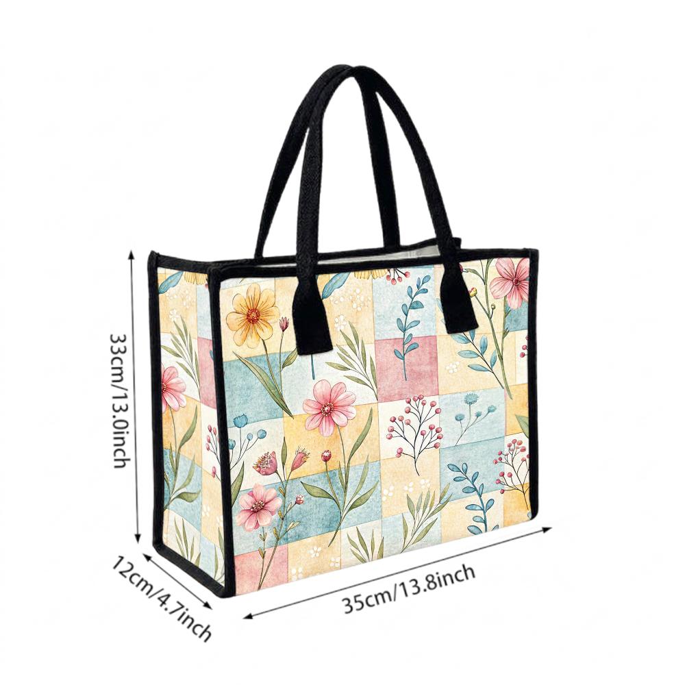 Floral Pattern Tote Bag Casual Daily Use Shoulder Bag for Shopping Travel Outdoor Commute Stylish Handbag for Women