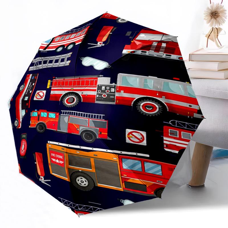Feuerwehr Mut Outdoor Automatischer Regenschirm Einziebares Design mit 8 Speichen Langlebigkeit Leicht Perfektes Geschenk für Freunde Familie