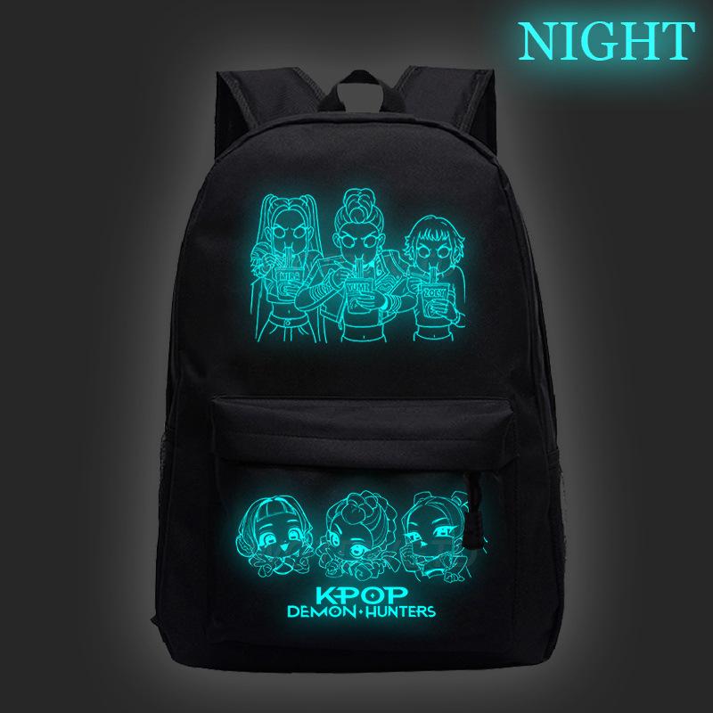 Luminous Backpack Demon Hunters KPop Demon Hunters Cross-border Large Capacity Student School Bag Casual Simple