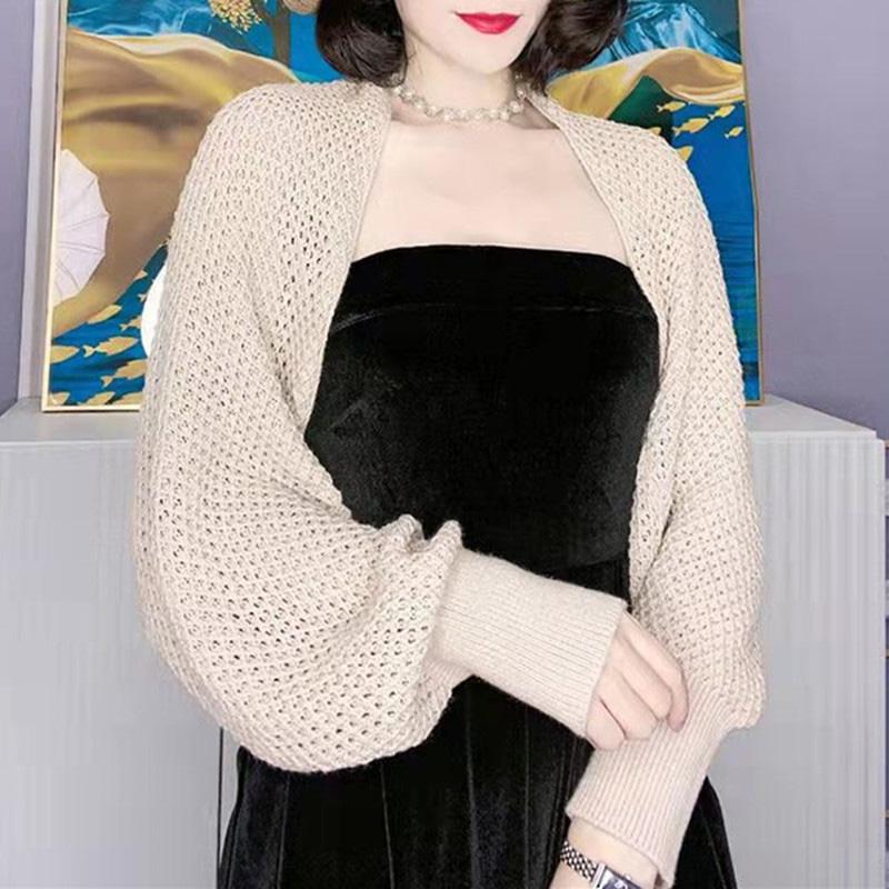 1 Stück Langarm Schöne Vintage Strickwaren Sonnenschutz Aushöhlen Mode Einfarbig Gestrickte Strickjacke Dünne Oberteile