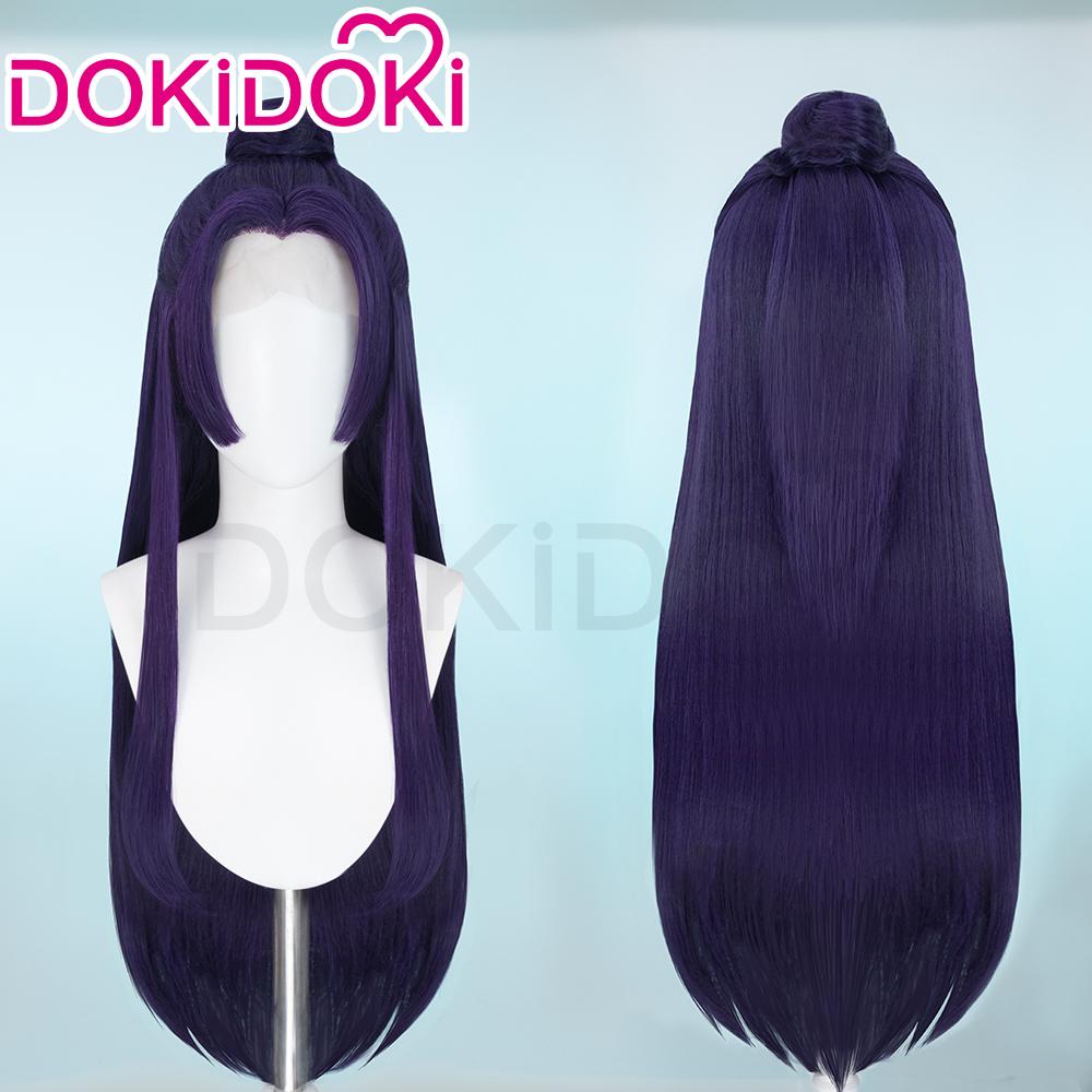 Jinshi Pruik met Kant aan de Voorkant Anime The Apothecary Diaries Cosplay DokiDoki Mannen Paars Lang Haar Renshi Halloween Gratis Pruikkap With Fairy Bow blue