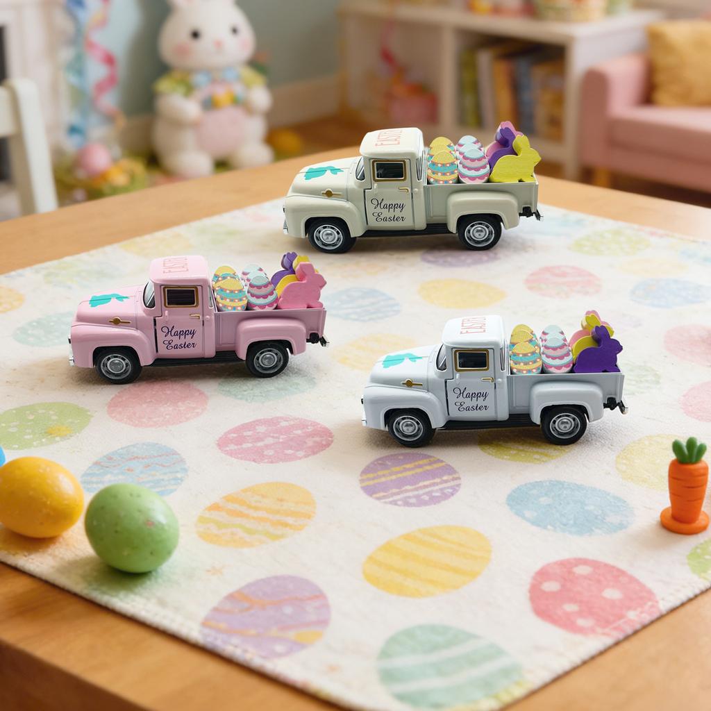 Easter Decorations For Children, Including A Bunny Car Die- Model.