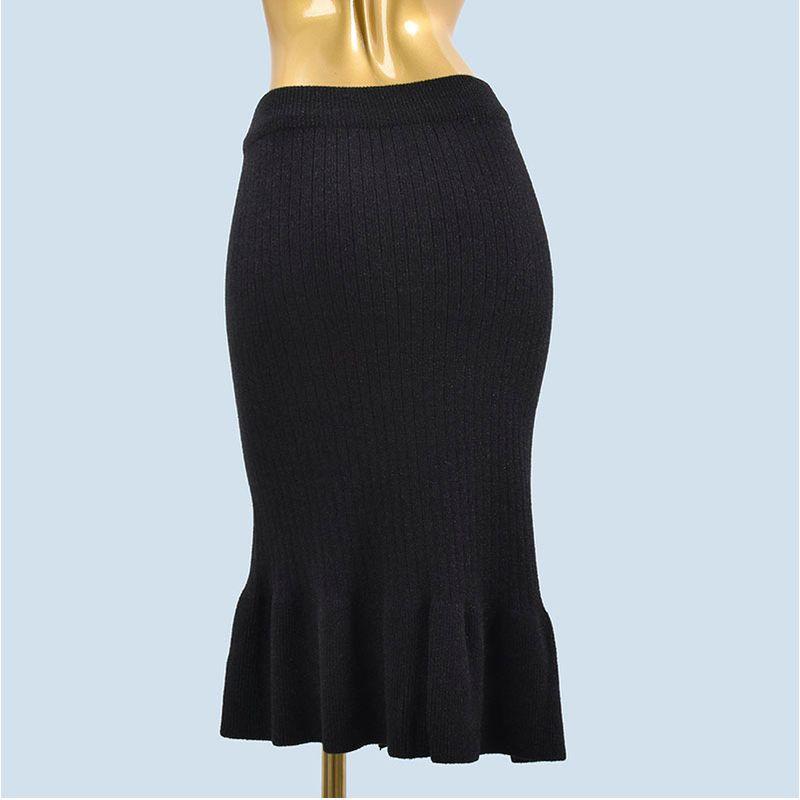 Knitting Skirt Versatile Women's Fall and Winter High Waist Slim Looking Mid Length Long Length Asymmetrical Office Lady Sheath Skirt