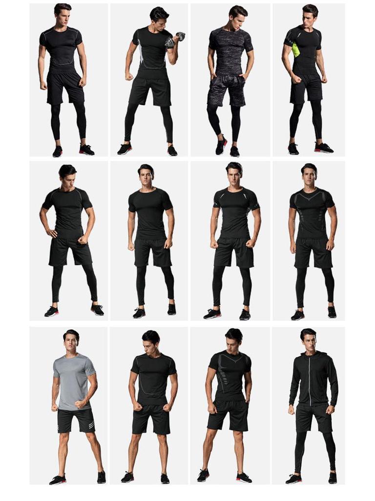 Men's Quick-Dry Running & Fitness Set: Short-Sleeved, Sweat-Absorbing, Casual Wear Tights