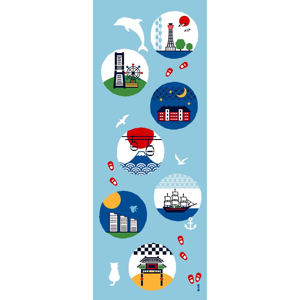 Hamamonyo Picture Tenugui Yokohama Fun Tour (hand towel) -