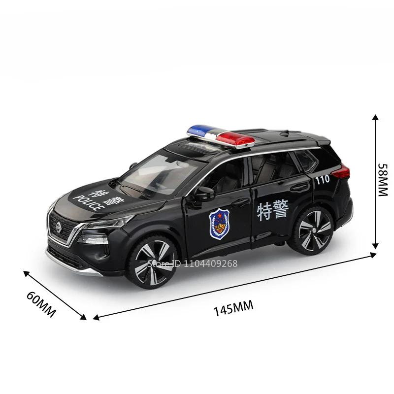 

1:32 Scale X-Trail Police Car SYLPHY Model Toy Alloy Diecast Doors Opened Pull Back Vehicle Models Sound Light Gifts for Boys