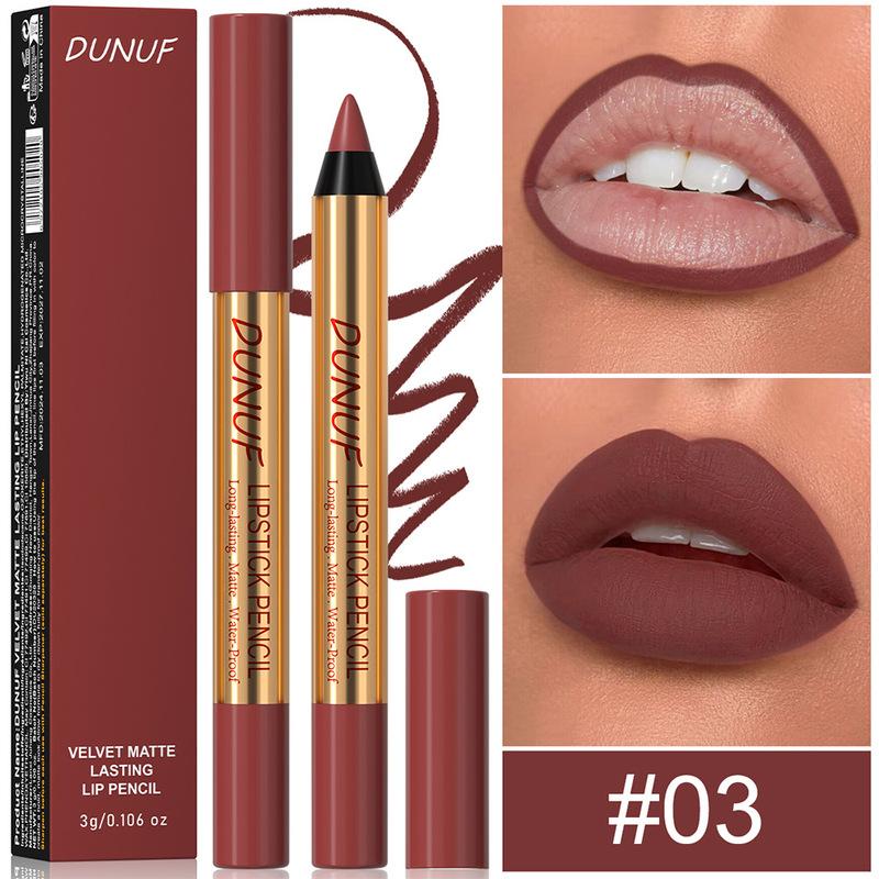 Matte Brown Lipstick Pencil Crayon Lip Liner Non-stick Cup Lipliner Pen Velvet Lip Outline Contour Lasting Waterproof Makeup