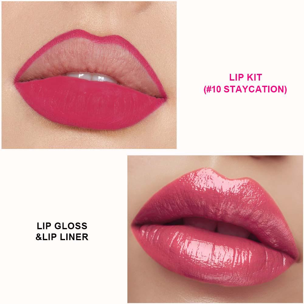 Customizable Long-Lasting Waterproof Lip Gloss and Liner Set with Mirror and Moisturizing, Nourishing Tube.