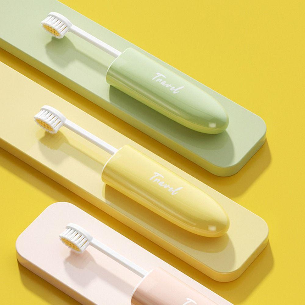 2-IN-1 Travel Toothbrush Set PortableSoft Bristled Deep Cleaning Oral Care Toothpaste Tube Storage Box Easy to Carry Mini