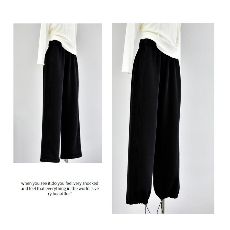Winter Women's Thick Casual Wide Leg Loose Sports Cotton Sweatpants Casual Pants