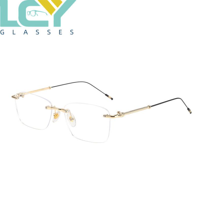 

Металлическая оптическая оправа для близорукости Классические ультралегкие бескаркасные очки с изменением цвета для близорукости и пресбиопии +400