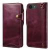 For iPhone 16e Case Wallet Waxy Genuine Cow Leather Shockproof Phone Cover with Wrist Strap