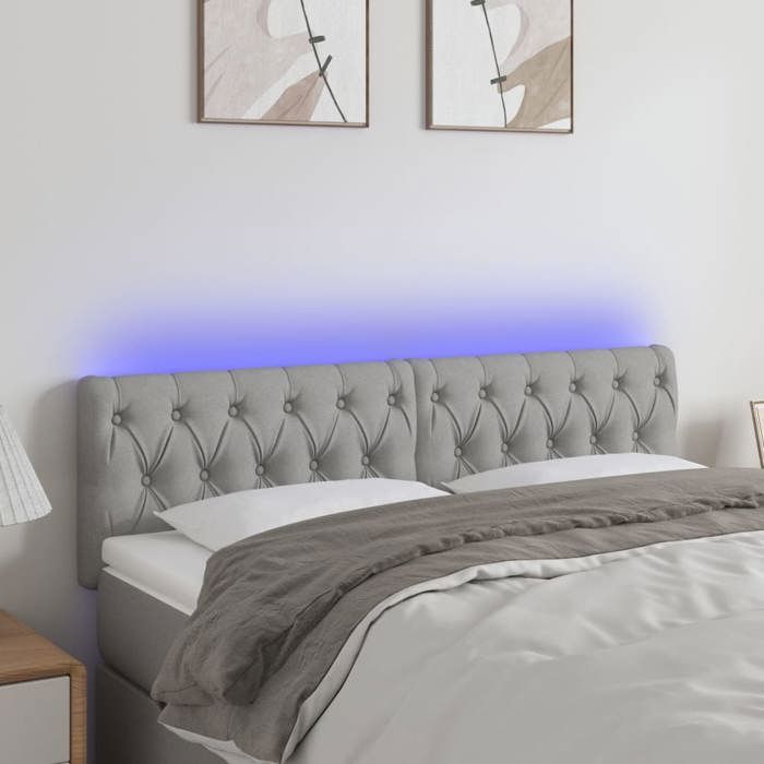 Exclusive House - LED Headboard Light Grey 160x7x78/88 Cm Fabric