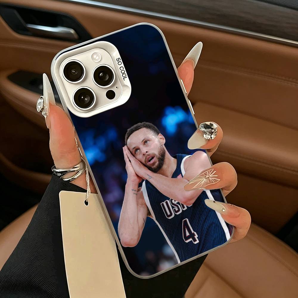 30 Custodia per Telefono Stephen- C-Curry per iPhone 17,16,15,14,13,12,11 Plus,Pro Max,XS,custodia per telefono bianco argento