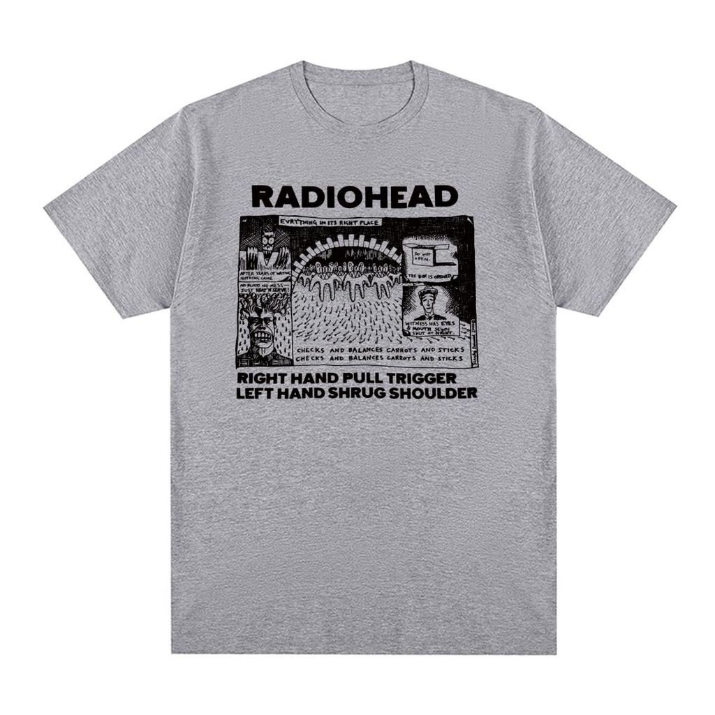 Radiohead Vintage Tshirt Hip Hop Rock Band Unisex Music cute cartoon Ok Computer Cotton Unisex T shirt New Tee Tshirt Womens Tops