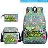 Classic My Singing Monsters 3D Print 3pcs/Set Pupil School Bags Laptop Daypack Backpack Inclined Shoulder Bag Pencil Case