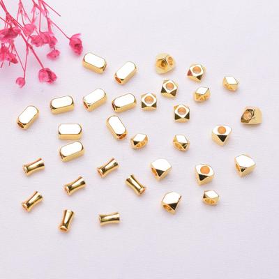 100pcs 18K Gold Bag, Color-Preserving Small Waist Beads, Square Beads, Bamboo Beads, Diy Handmade Bracelets, Beaded Accessories, Loose Beads.