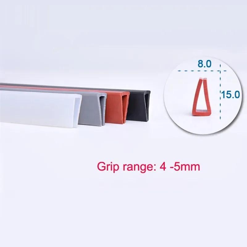 1/5 Meter Transluzenter Rot-Grau-Schwarz-Silikonkautschuk U-Dichtungsstreifen Kantenverkleidung für Glas-Metall-Holzplatten