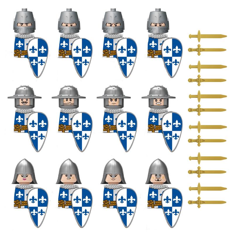 Medieval Building Blocks Accessories MOC Castles Dragon Knights Army Soldiers Warrior Helmets Shields Armors Axes Toy Gift S038