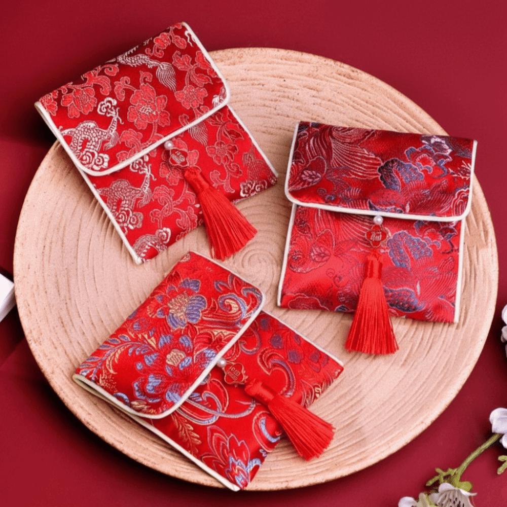 Tassel Brocade Red Envelope Spring Festival New Year Money Bag Money Pocket  Wedding Birthday