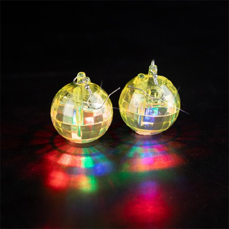 Colorful LED Earrings with Disco Balls Style Nightclub Earrings Plastic Texture Suitable for Party Wear and Clubbing Wear