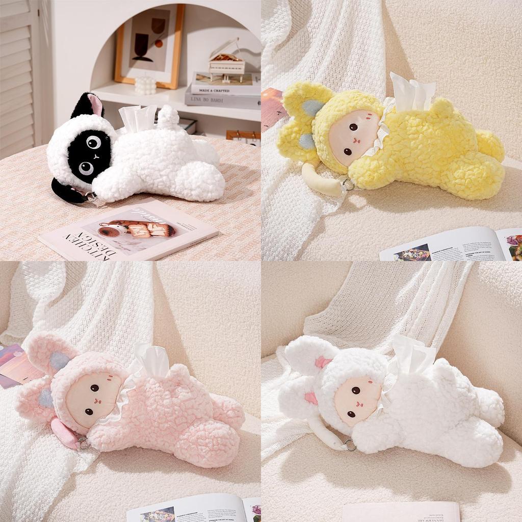Plush Animal Tissue Holder With Creative Car Theme For Living Room Use