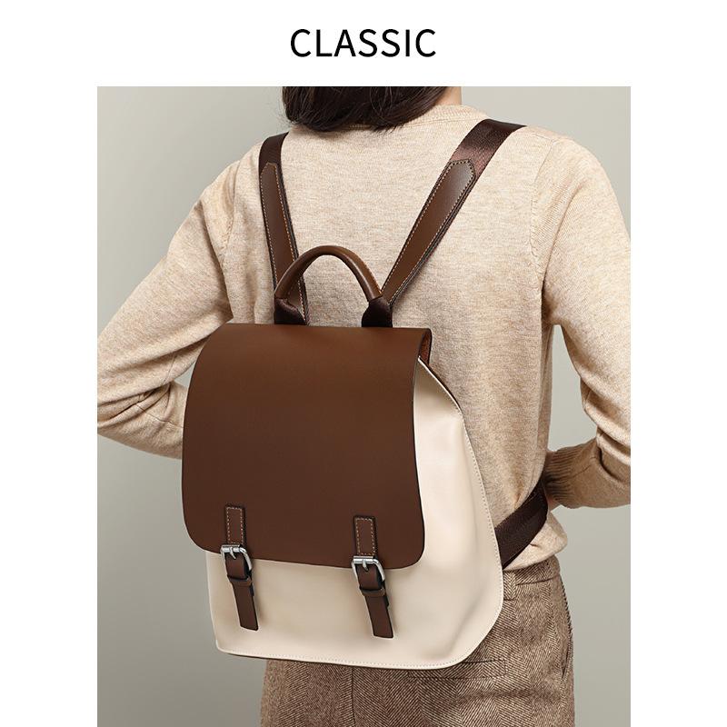 School Bag Backpack Women'S Fashion Trend Large Capacity Junior High School Student College Student Leather Backpack Luggage