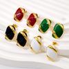 Hong Kong Retro Style Gold-Plated Titanium Steel Enamel Stud Earrings for Women